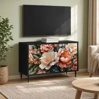 Prolenta Meuble TV exclusif - BORNE, dimensions : 69 x 33 x 50,5 cm, couleur noire, aspect chêne