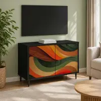 Prolenta Meuble TV exclusif - BONN, dimensions : 69 x 33 x 50,5 cm, finition noire imitation chêne