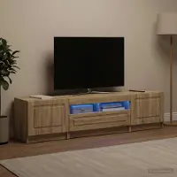 Prolenta Meuble TV exclusif - LED-TV-Schrank UTRECHT, 3 pièces, en panneaux de particules imitation chêne Sonoma