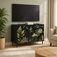 Prolenta Meuble TV exclusif - RHENEN, dimensions 69 x 33 x 50,5 cm, finition noire imitation chêne