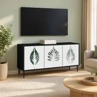Prolenta Meuble TV exclusif - HANAU, dimensions : 102 x 33 x 51 cm, couleur noire, imitation chêne