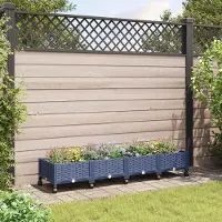 Prolenta Maison Exclusive - Jardinière sur roulettes, bleu-gris, 160 x 40 x 33 cm, en plastique PP