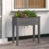 Prolenta Maison Exclusive - Jardinière en bois massif de sapin, gris, avec insert, dimensions : 71 x 37 x 76 cm