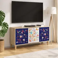 Prolenta Meuble TV exclusif - MAINZ, dimensions : 102 x 33 x 50 cm, fabriqué en panneaux de particules imitation bois Sonoma