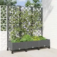 Prolenta Maison Exclusive - Jardinière avec treillis et roulettes, gris clair, 120 x 40 x 131,5 cm