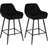 BellaFurn Tabourets de bar avec accoudoirs, ensemble de 2, en velours, couleur noire, dimensions : 32,5 x 37 x 64 cm