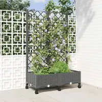 Prolenta Maison Exclusive - Jardinière avec treillis et roulettes, gris clair, 80 x 40 x 131,5 cm
