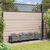 Prolenta Maison Exclusive - Jardinière sur roulettes, gris clair, 160 x 40 x 33 cm, en plastique PP