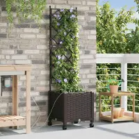 Prolenta Maison Exclusive - Jardinière pour fleurs avec système d'arrosage et roulettes, couleur marron, en plastique PP