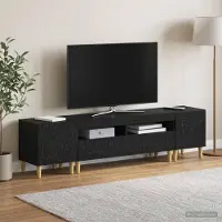 Prolenta Meuble TV LED exclusif, 3 pièces, modèle DELFT, en bois noir
