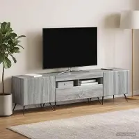 Prolenta Meuble TV LED exclusif - BREDA, 3 pièces, en panneaux de particules imitation bois Sonoma gris