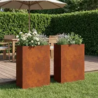 Prolenta Maison Exclusive - Deux pots de jardin, aspect rouille, 40 x 20 x 75 cm