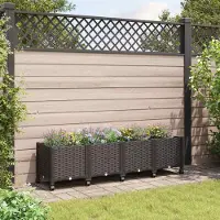Prolenta Maison Exclusive - Jardinière sur roulettes, couleur marron, 160 x 40 x 44 cm, en plastique PP