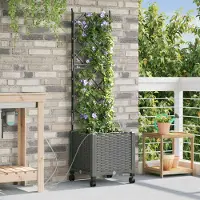 Prolenta Maison Exclusive - Jardinière pour fleurs avec système d'arrosage et roues, couleur gris clair, en PP