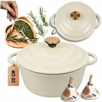 Hage Casserole en fonte émaillée, 22 cm, 3 litres, , couleur crème