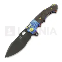 Andre de Villiers Couteau pliant Mini Alpha, Acid Rain & Black/Red Carbon Fiber