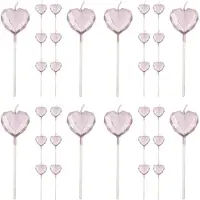 ABOOFAN 32Pièces Bougies Anniversaire Coeur Rose Doré Matériel Cire ABS Festif