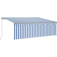 vidaXL Store manuel rétractable avec enrouleur 4x3 m bleu & blanc