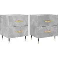 vidaXL Tables de chevet 2pcs gris béton 40x35x47,5cm bois d’ingénierie