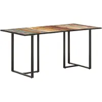 vidaXL Table de salle à manger "Patersberg" en acier, bois massif antique, noir. Dimensions (L/L/H) 160x80x76 cm