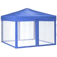 vidaXL Tente de réception pliable avec parois latérales bleu 3x3 m