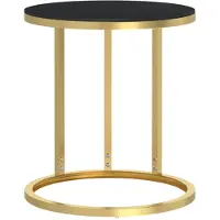 vidaXL Table d'appoint Doré et noir 45 cm Verre trempé