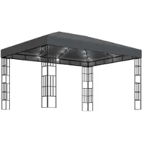vidaXL Pavillon avec guirlande lumineuse LED 3x4 m Anthracite