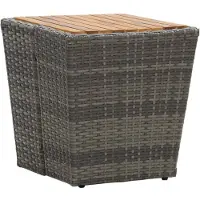 vidaXL Table à thé gris 41,5x41,5x43cm résine tressée et bois d'acacia