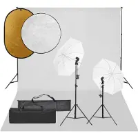 vidaXL Kit de studio photo avec éclairage toile de fond et réflecteur