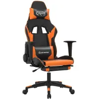 vidaXL Chaise de jeu avec repose-pieds noir et orange similicuir