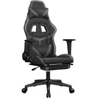vidaXL Chaise de jeu avec repose-pieds noir et gris similicuir