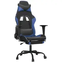 vidaXL Chaise de jeu avec repose-pieds noir et bleu similicuir