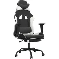 vidaXL Chaise de jeu avec repose-pieds noir et blanc similicuir