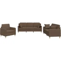 vidaXL Ensemble de canapés 3 pièces avec coussins Tissu brun