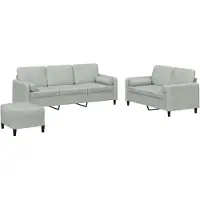 vidaXL Ensemble de canapés 3 pcs avec coussins gris clair velours