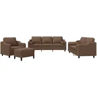 vidaXL Ensemble de canapés 4 pièces avec coussins Tissu brun