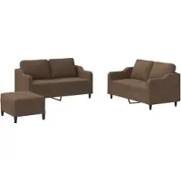 vidaXL Ensemble de canapés 3 pièces avec coussins Tissu brun