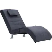 vidaXL Chaise longue de massage avec coussin Gris aspect daim