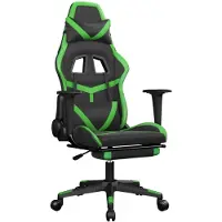vidaXL Chaise de jeu avec repose-pieds noir et vert similicuir