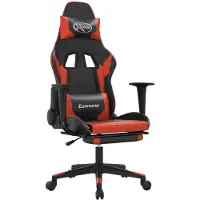 vidaXL Chaise de jeu avec repose-pieds noir et rouge similicuir