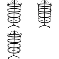 TAUOH 3X PrÉsentoir à Bijoux Rotatif Rond de 144 Trous Support à Organisateur de Support de Boucles D'Oreilles en MÉtal Noir