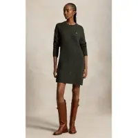Ralph Lauren pour femme. 211B17446002 Robe en laine et cachemire verte (XL), Casuel, Manche longue