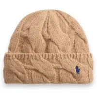 Ralph Lauren pour femme. 455P18125003 Bonnet en laine mélangée à rayures beige (OSFA), Casuel