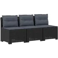 vidaXL : Canapé de jardin 3 places avec coussins, imitation rotin, polypropylène, anthracite