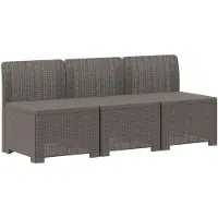 vidaXL Canapé de jardin pour 3 personnes, imitation rotin, plastique PP, gris clair