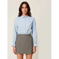 Twinset pour femme. 262TF2100 Chemise en popeline avec volant bleu (40), Casuel, Coton, Manche longue