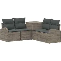 vidaXL Ensemble de salon de jardin , 5 pièces, gris et gris foncé, en résine tressée et en acier