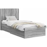vidaXL Sommier avec rangement et tête de lit, gris, bois de Sonoma