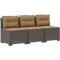 vidaXL : Canapé de jardin 3 places avec coussins, imitation rotin, plastique PP, gris clair