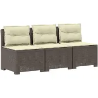 vidaXL : Canapé de jardin 3 places avec coussins, imitation rotin, plastique PP, gris clair